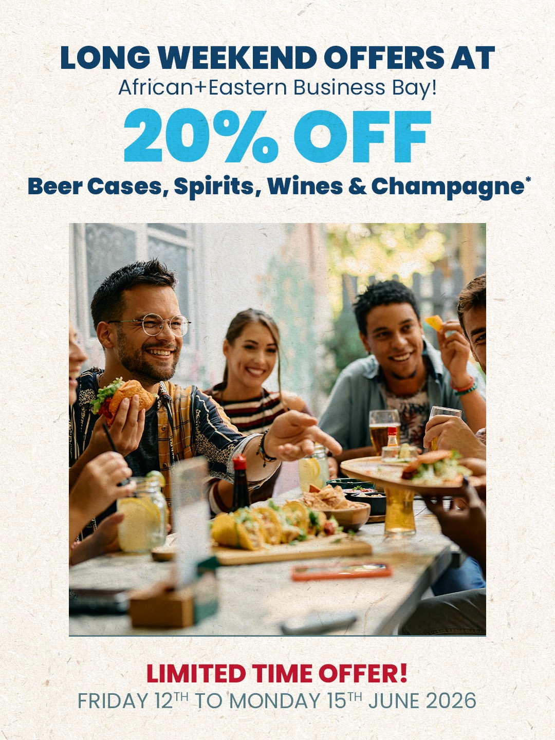 20% Off Beer, Spirits, Wines & Champagne